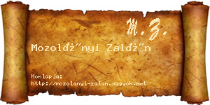 Mozolányi Zalán névjegykártya
